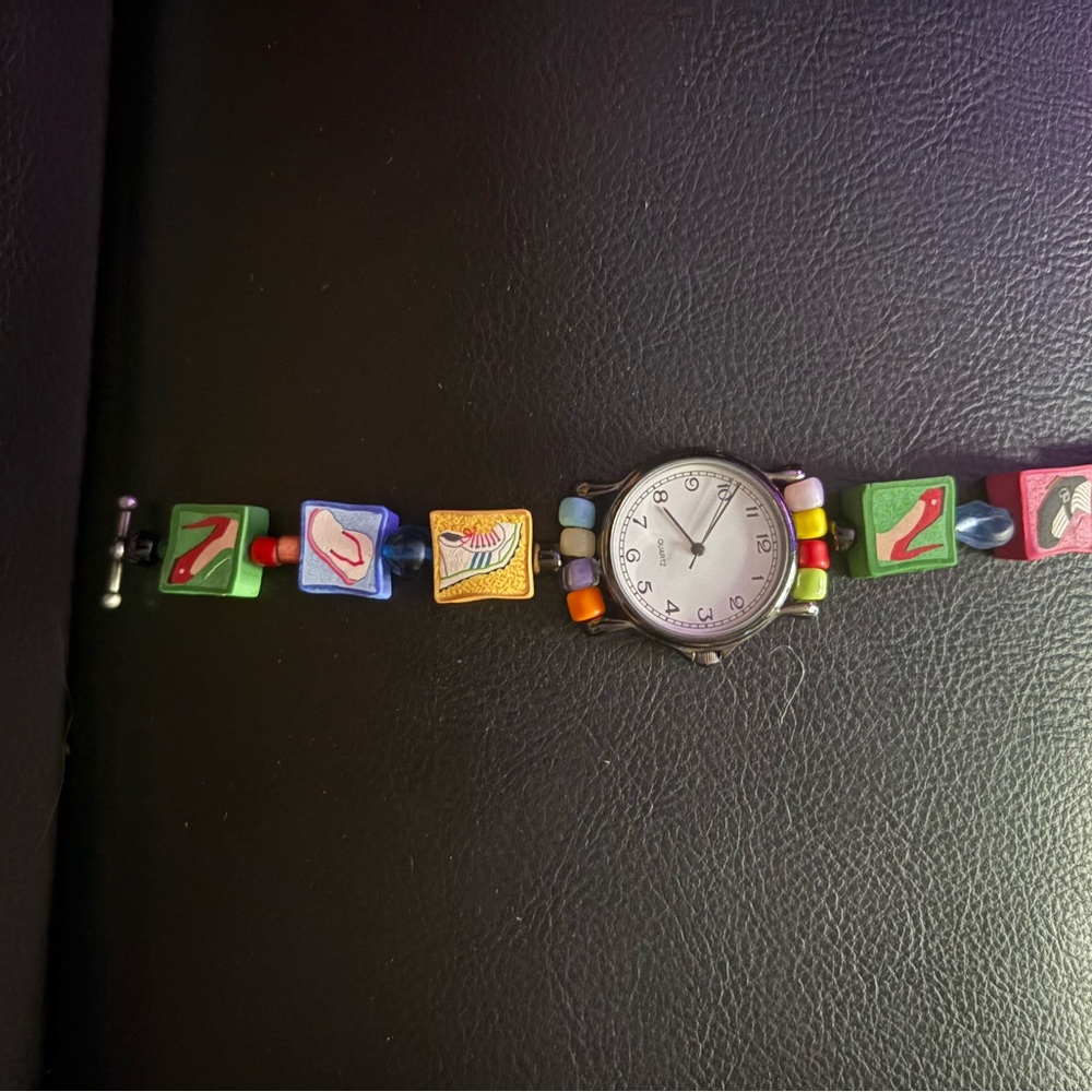 Colorful Beaded Watch with Fun Icons